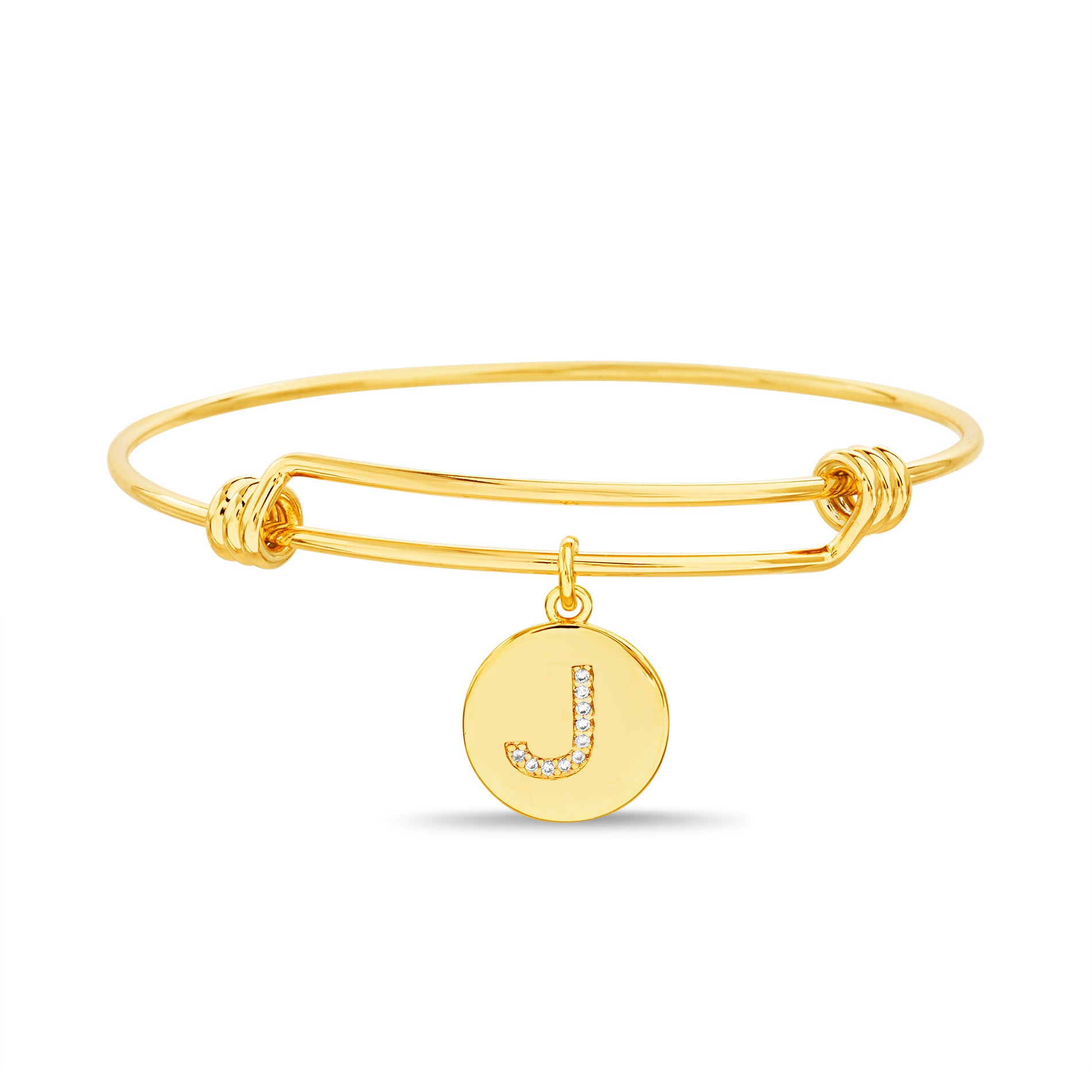 Gold Initial Charm Bangle
